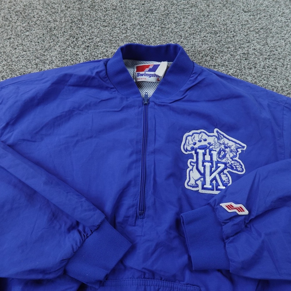 VTG Kentucky Wildcats Jacket Mens L Blue Windbreaker NCAA UK Swingster USA 90s